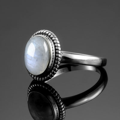 Oval Natural Moonstones Rings